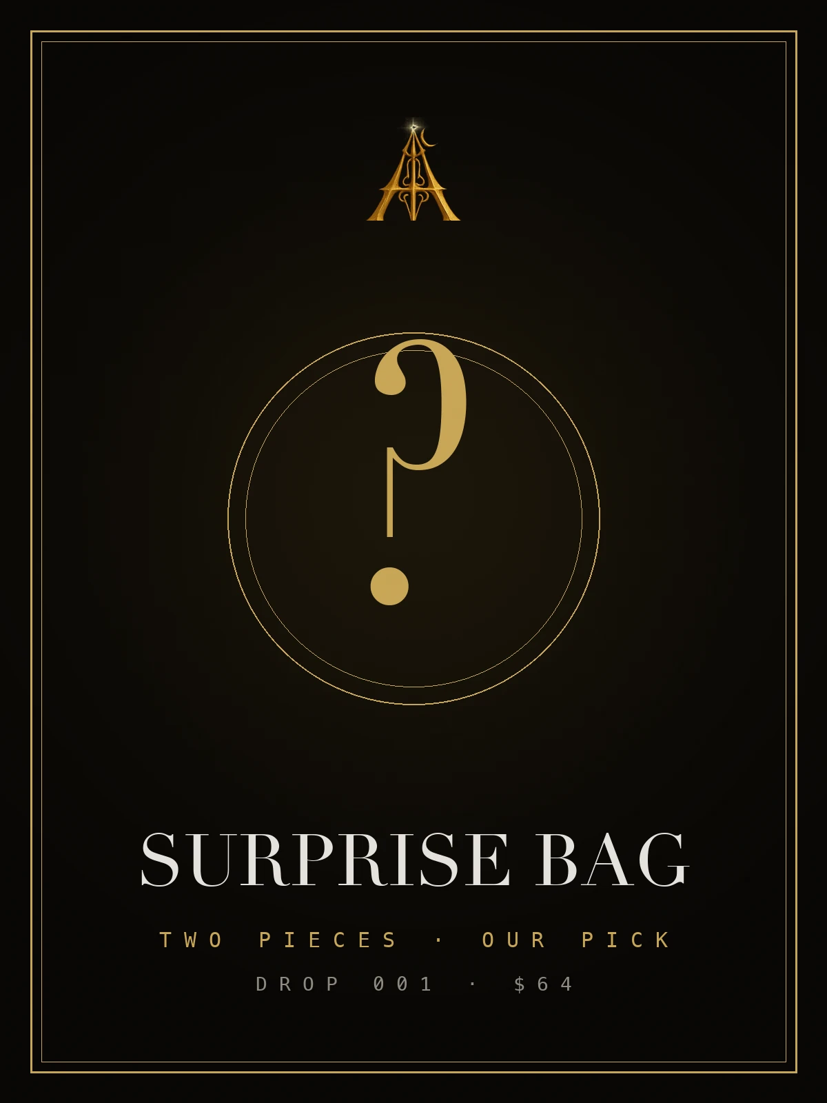 KRYPTAA Drop 001 Surprise Bag — two sealed pieces, $64