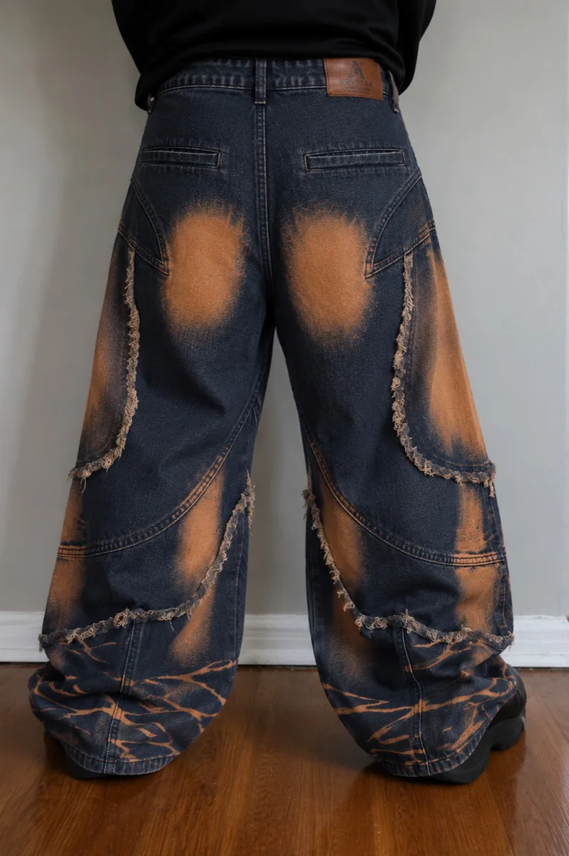 Acid Rust Patchwork Jeans — 45° Angle