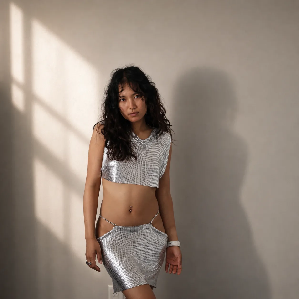 Silver Metallic Crop Set — Editorial